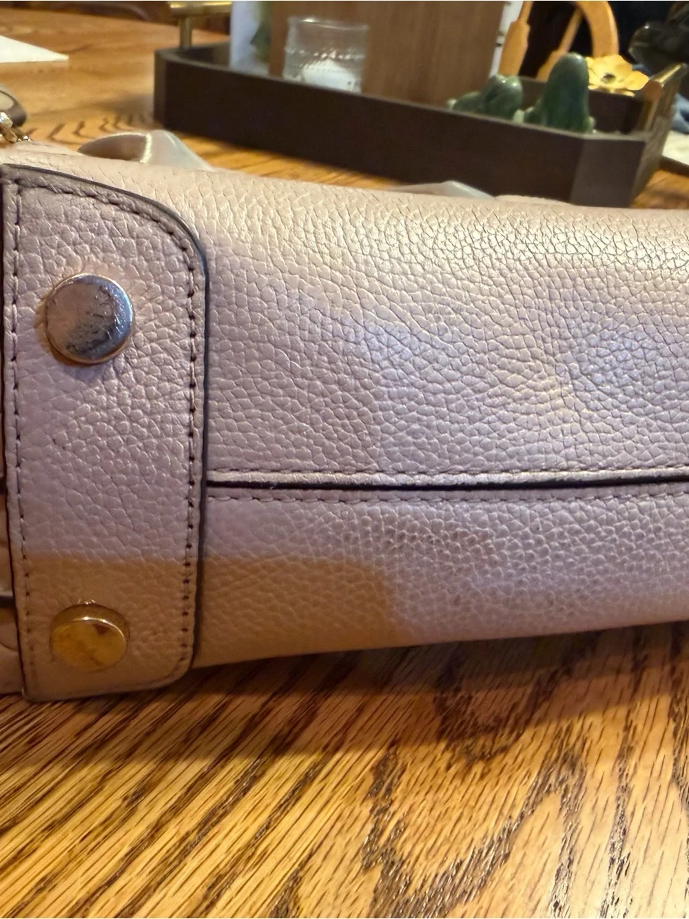 Michael Kors Pebbled Leather Satchel in Dusty Pink
